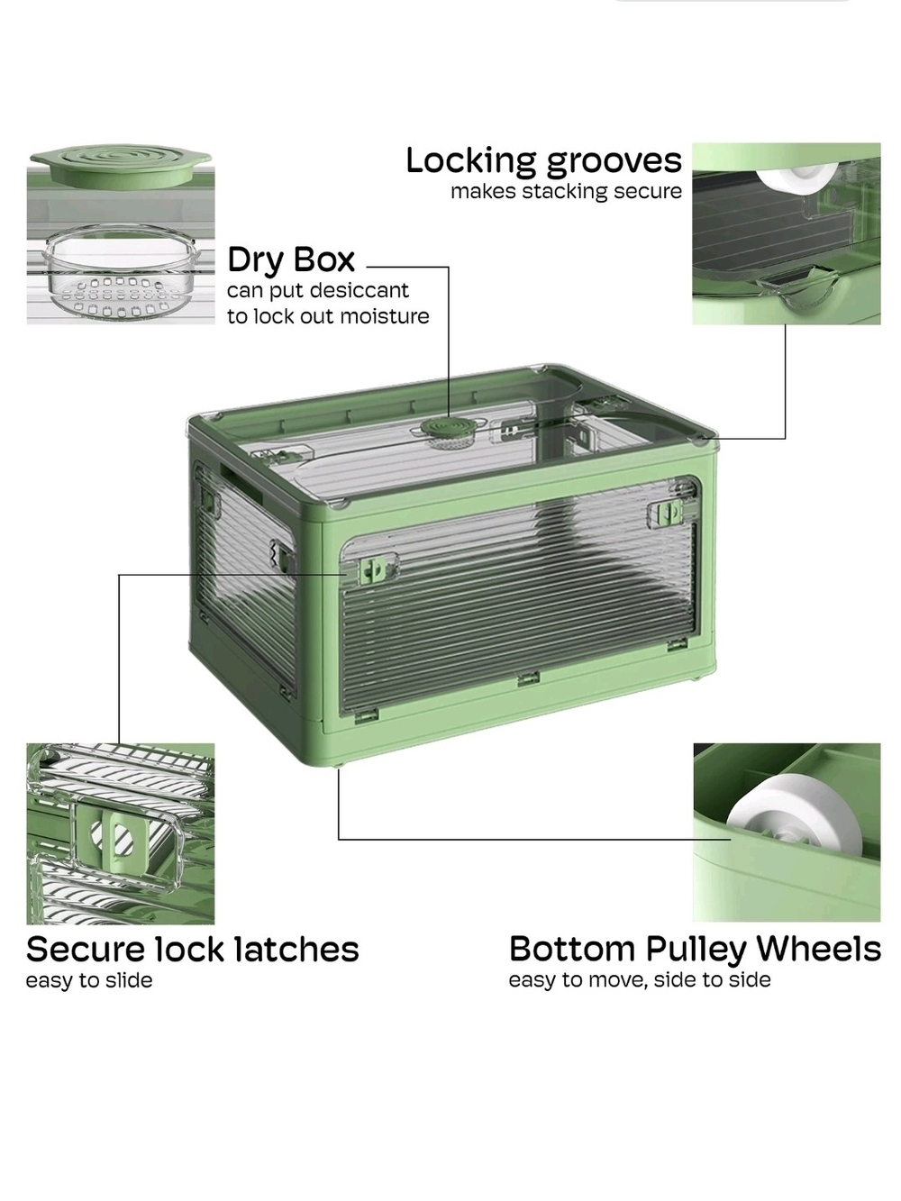 XL Collapsible Storage Bin with Wheels(60x42x34cm) Buyer's Choice ๐ก Or ๐ข Or ๐ต - Picture 8 of 14